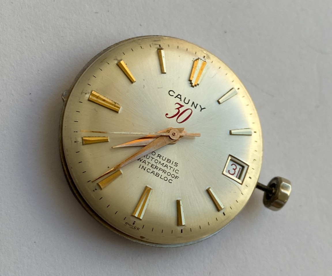 VINTAGE MEN WRIST WATCH PARTS MOVEMENT AUTOMATIC CANNY 30 RUBIS ETA 2452 SWISS