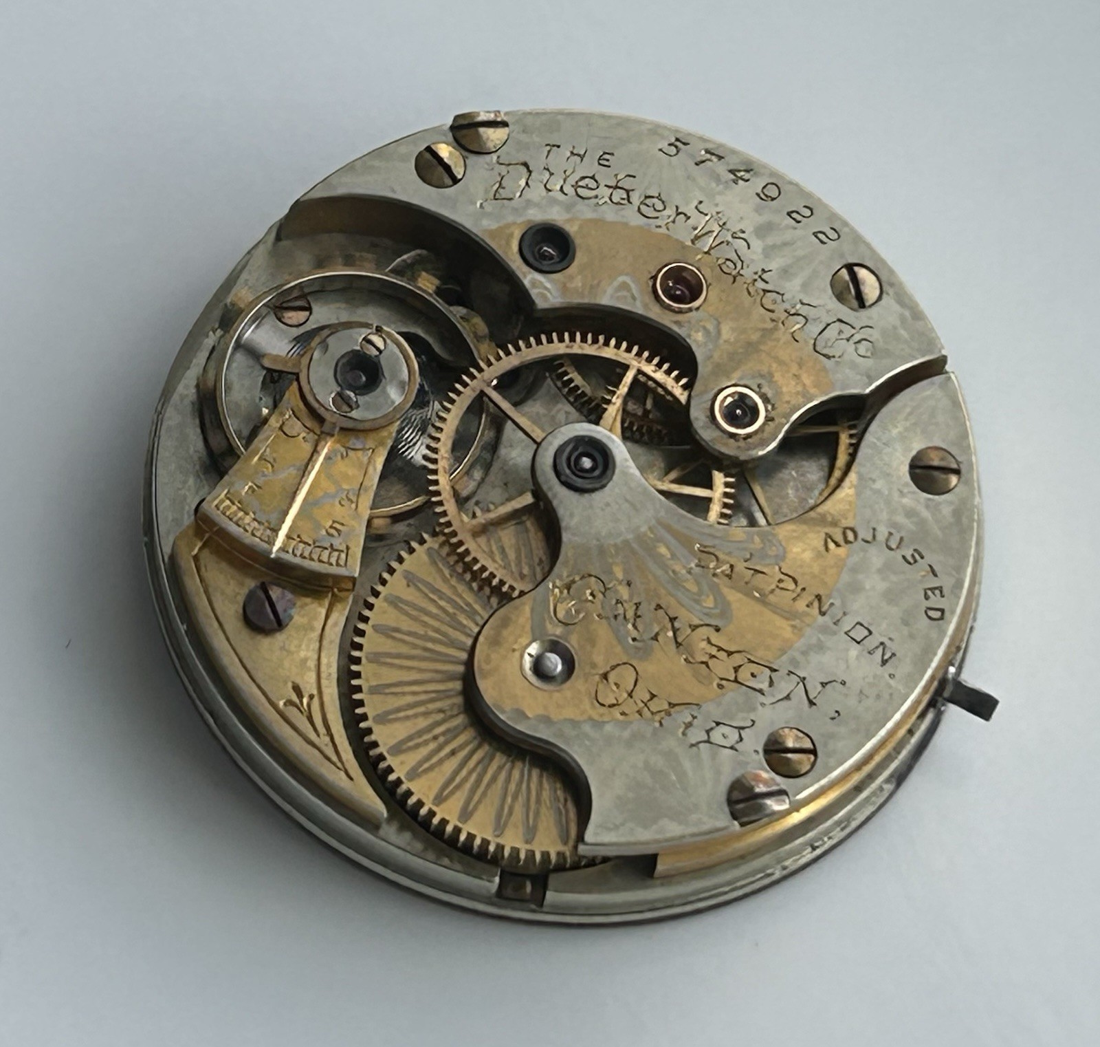 Antique Hampden Pocket Watch Movement – Grade 220 – 17 Jewels – Very Nice Dial