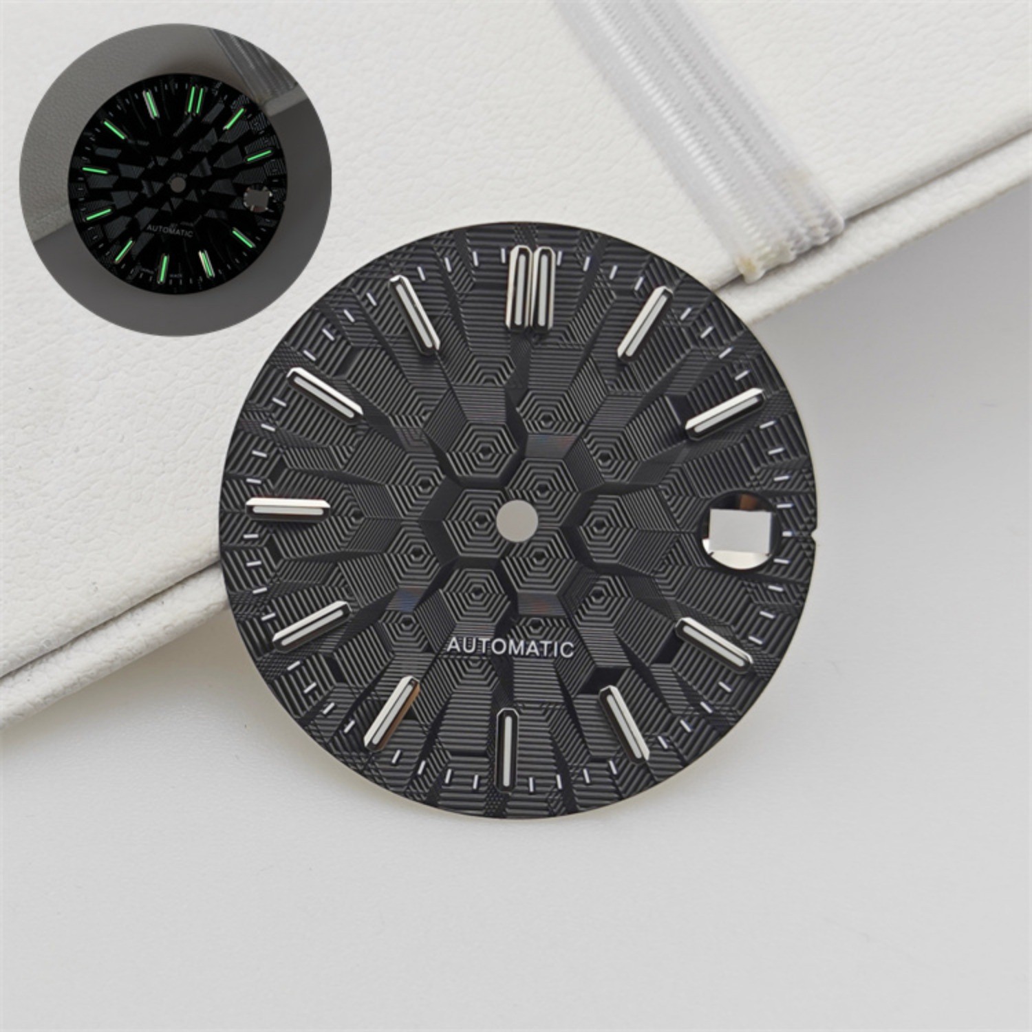 NH35 Dial 28.5mm Architectural Dial Green Luminous DIY for NH35/NH36 Movement