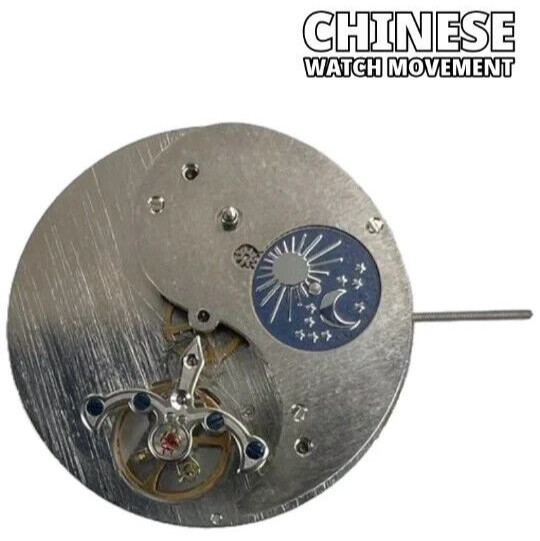 Chinese Automatic Watch Movement F3211, Flywheel at 6:00 Sun & Moon