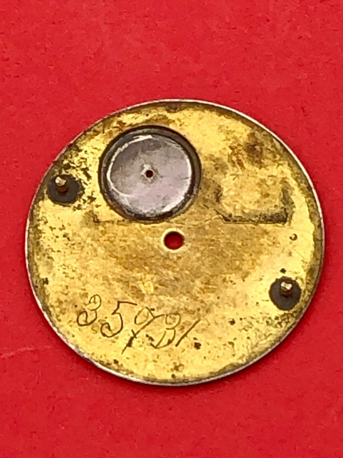 antique 1850 solid silver (and gold) 31.6mm pocket watch dial