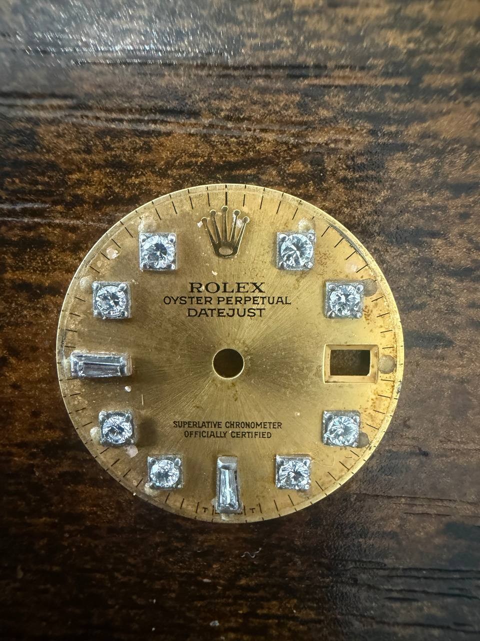ROLEX LADIES OYSTER PERPETUAL DATE 6517 6516 6519 GOLD STICK DIAL USED COND