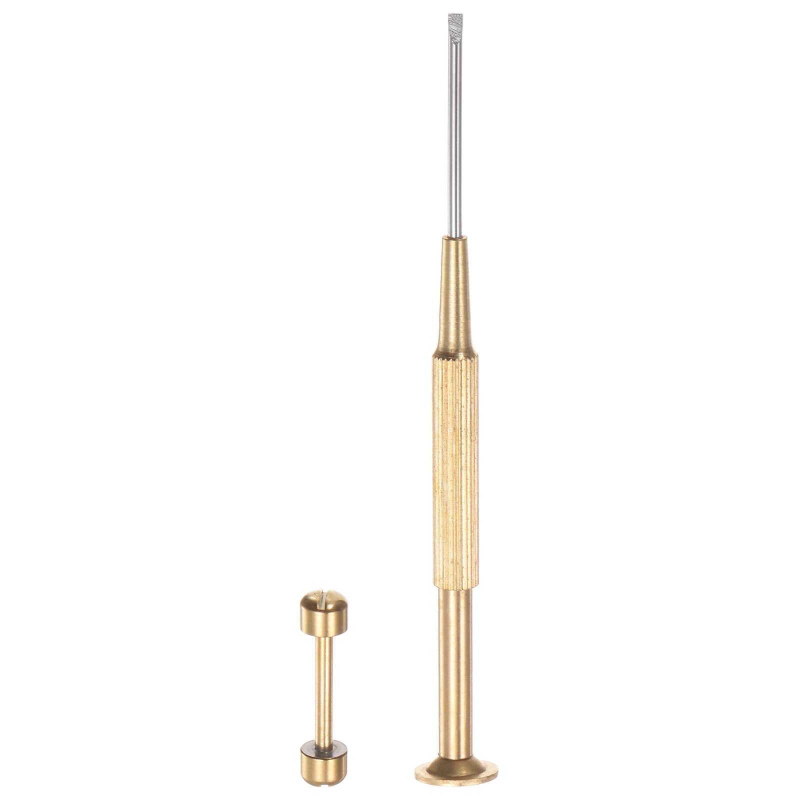 2 in 1 16mm Watch Screw Tube Rod with 2mm Slotted Screwdriver, Gold Tone