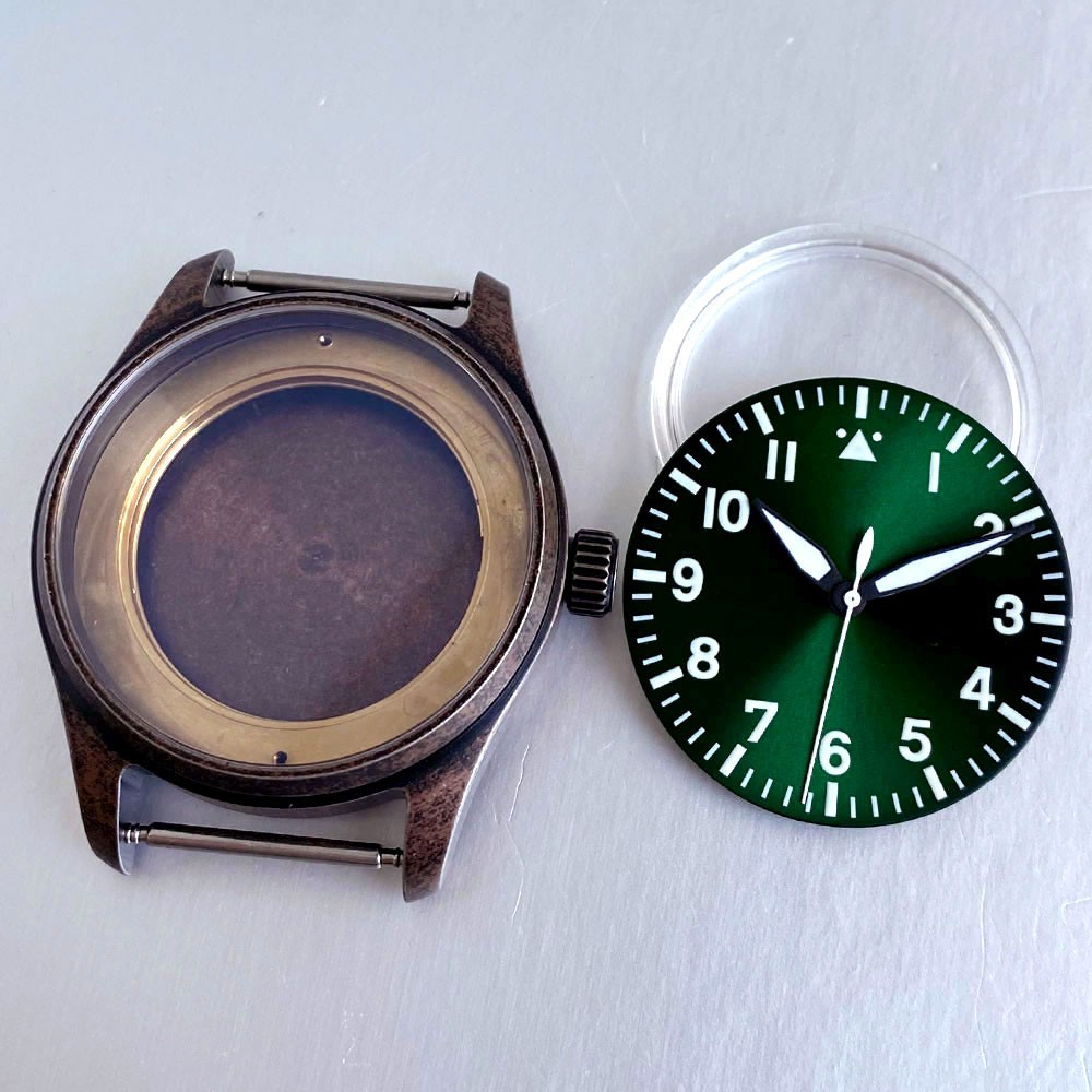 Bronze Plated 39mm Pilot Watch Case+Dial Set Fit NH35 Miyota8215 ETA2824 PT5000
