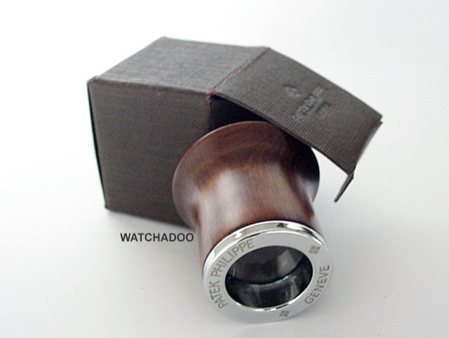 Patek Philippe Brown Wood Watchmaker Jewelers Magnifying Eye Glass Watch Loupe