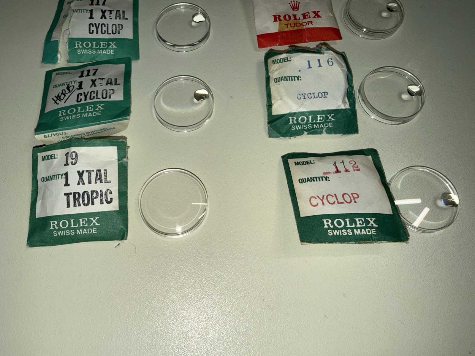 Rolex Crystals and Parts Lots for Watch Movement Repair