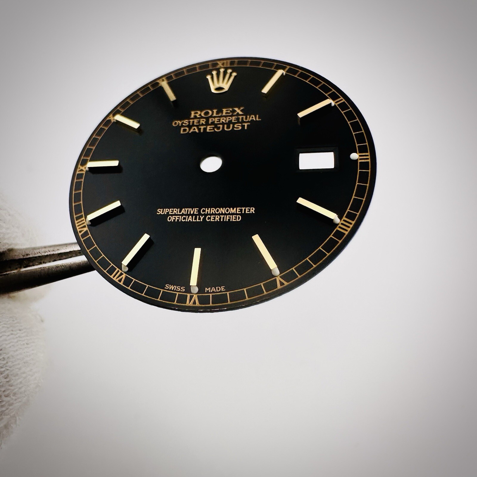 Factory Rolex Two Tone Black Gloss Luminova Dial Datejust 16013 16233 16238