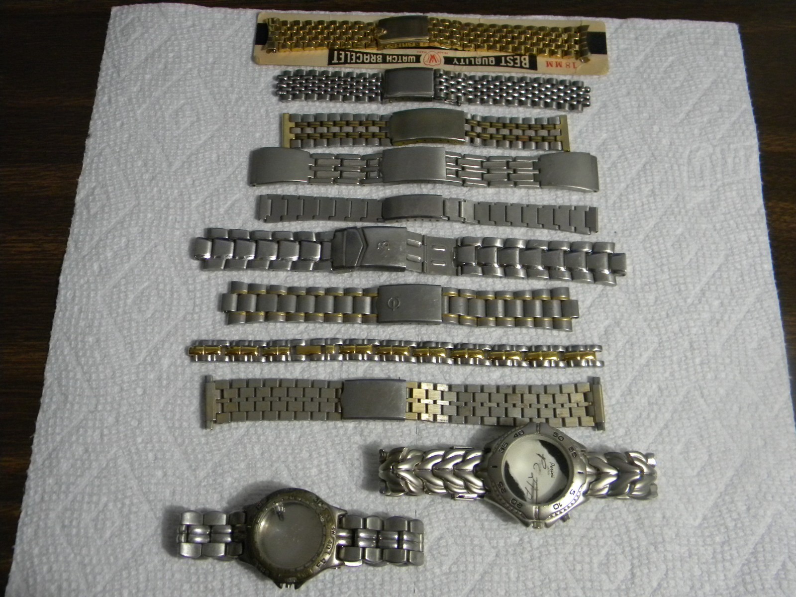 Lot of 11 Men’s Ladie’s Stainless or Other Watch Bands with Deployment Clasps #2