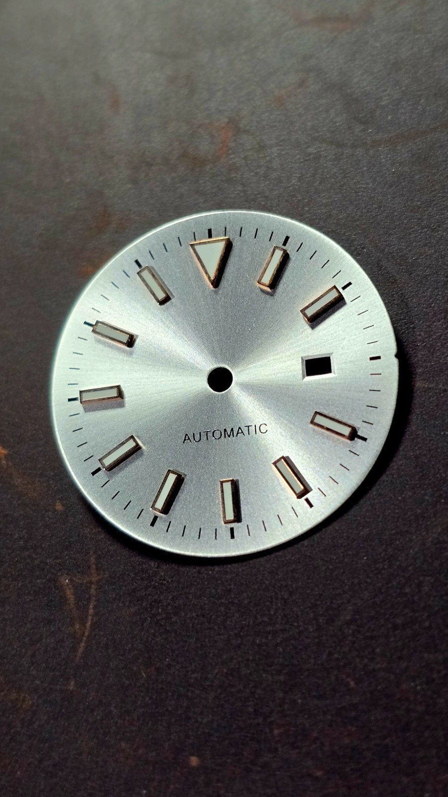NH05 Brushed Silver Dial 24.5mm With Rose Gold Markers Green Lume