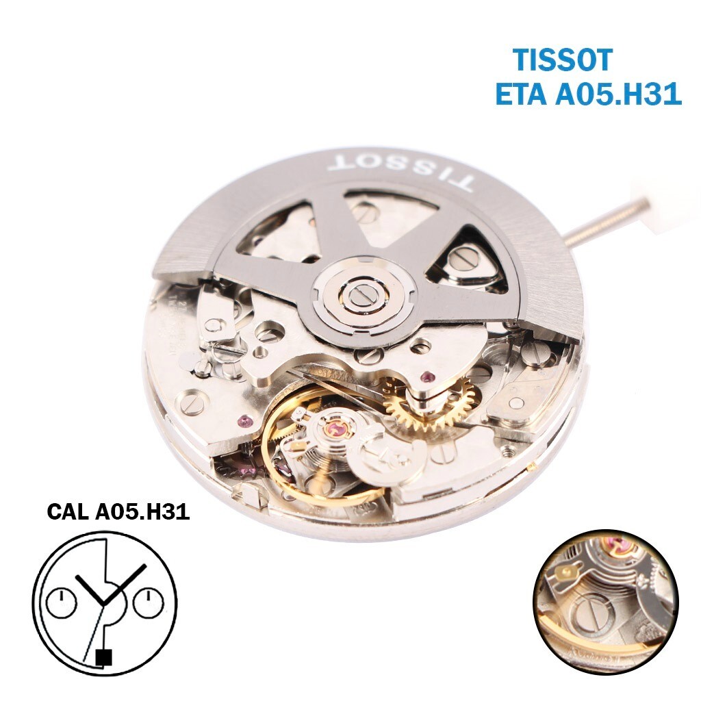(TISSOT Finish) ETA Vajoux Swiss Automatic Movement A05.H31 ,V8, Date Disk on 6.