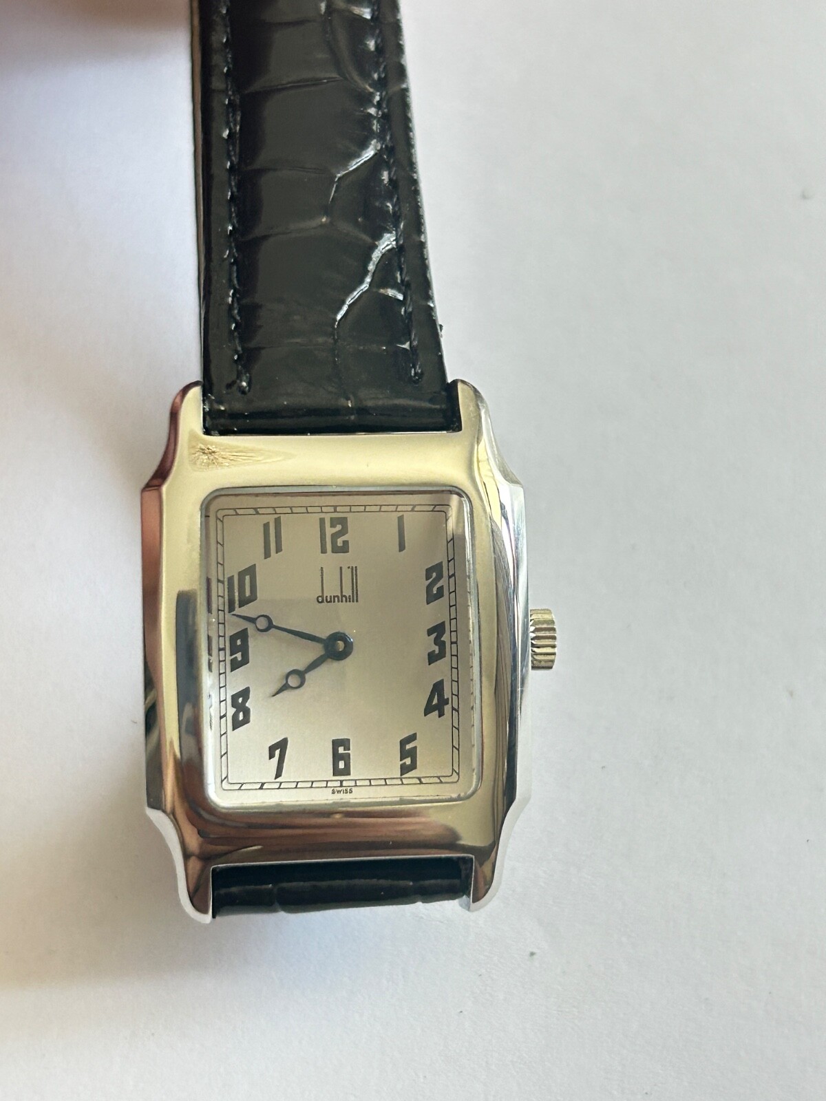 Vintage NOS DUNHILL Men’s Rectangular Steel Wristwatch Manual ETA 28mm x 39mm