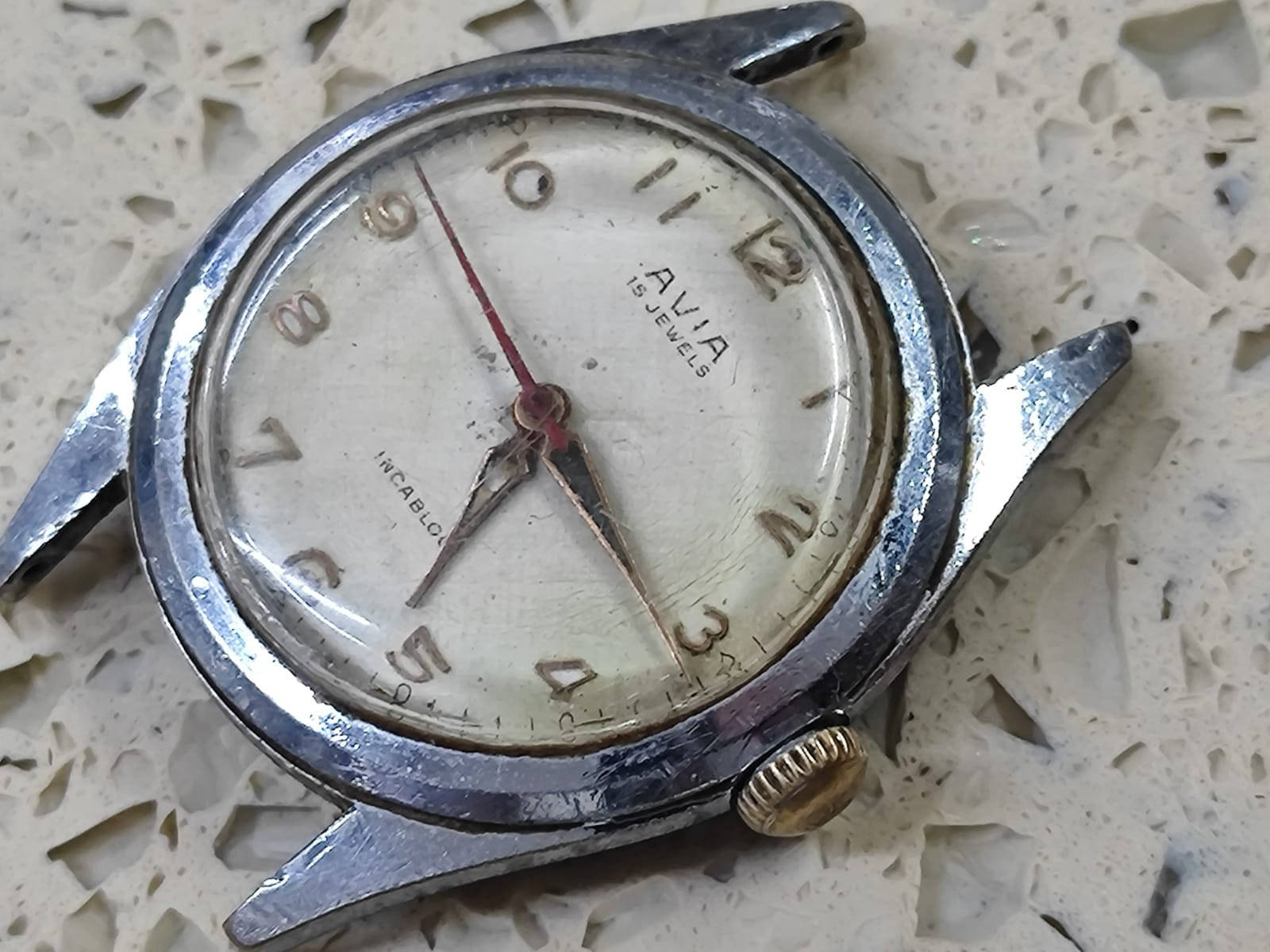 1950 Vintage AVIA watch Cal. AS 1187/94 Not Work balance good For Repair
