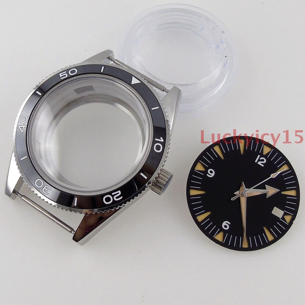 41mm Watch Case Dial Hands Fit for NH35A movement Sapphire Glass ceramic bezel