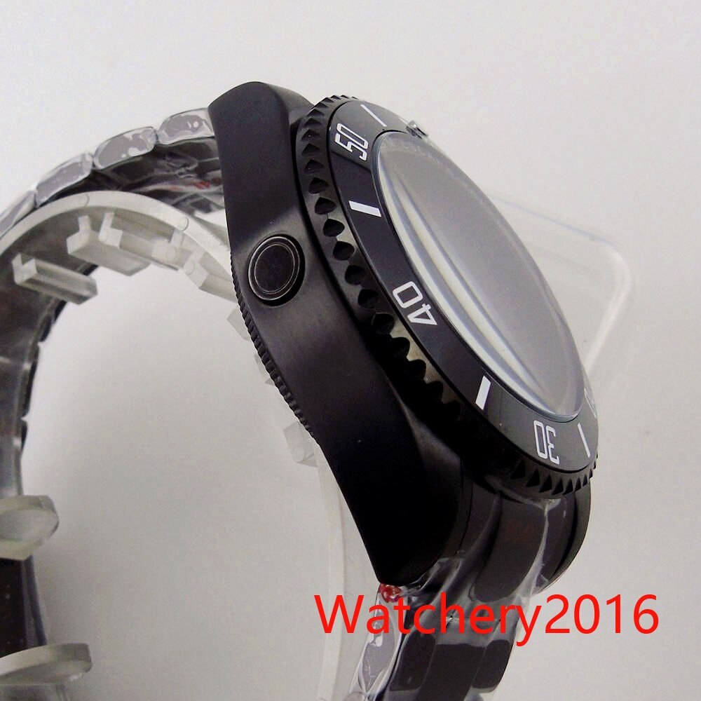 43MM Watch Parts Blue Black Bezel Black Watch Case Oyster Bracelet Fit NH35 2824