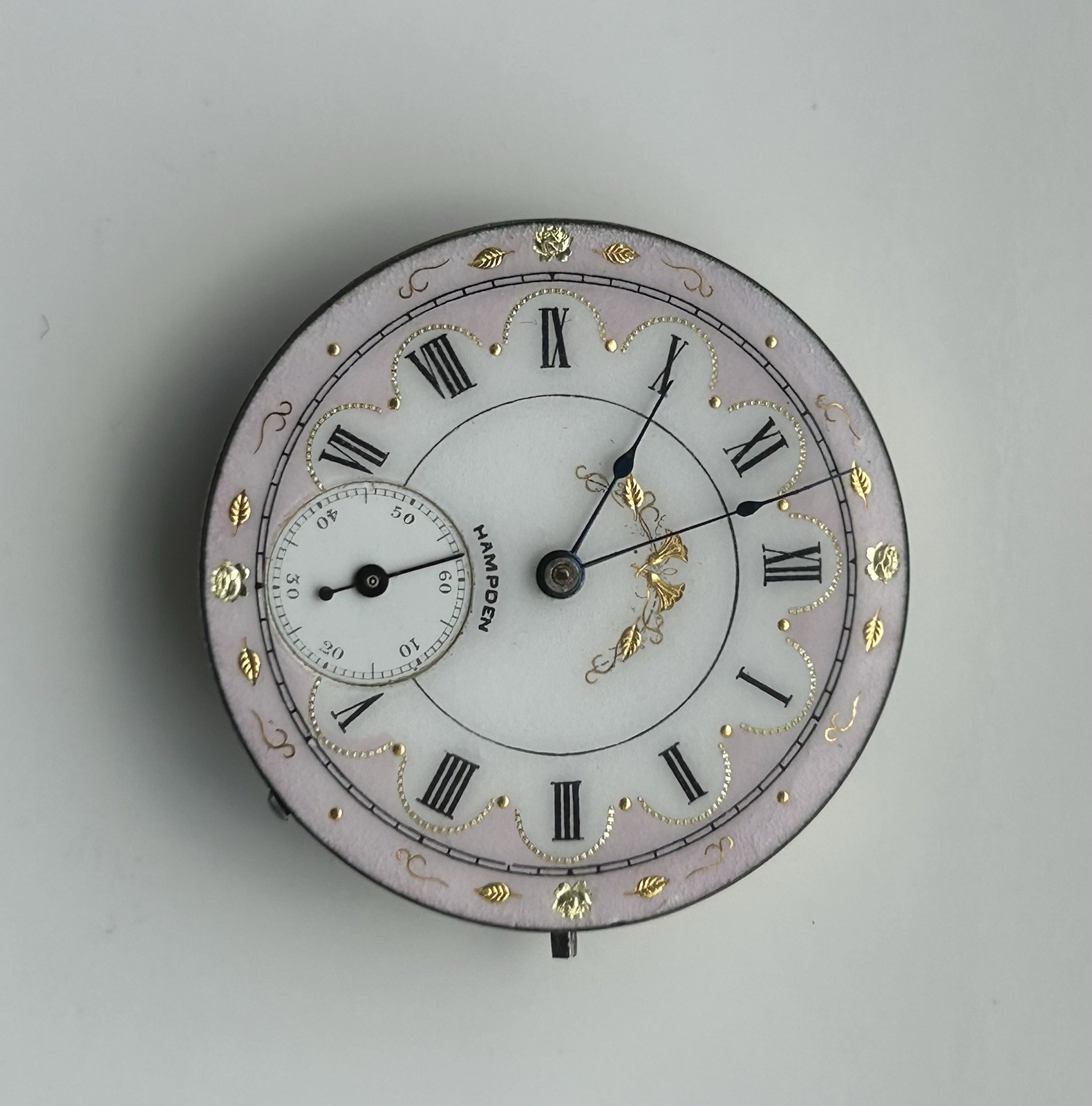 Antique Hampden Pocket Watch Movement – Grade 220 – 17 Jewels – Very Nice Dial