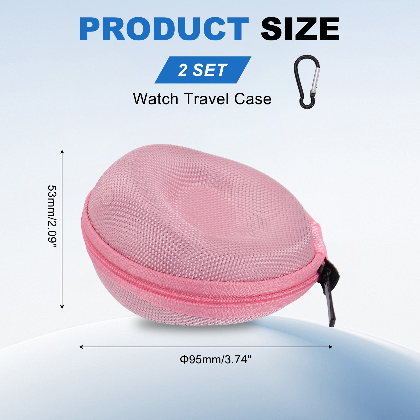 2pcs Watch Travel Case 1 Slot Velvet Watch Storage Box Up to 50mm / 2 Inch, Pink