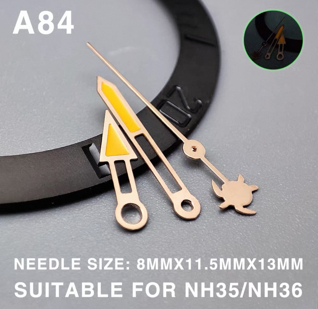 1 Set Rose Gold Turtle Luminous Watch Hands For NH35