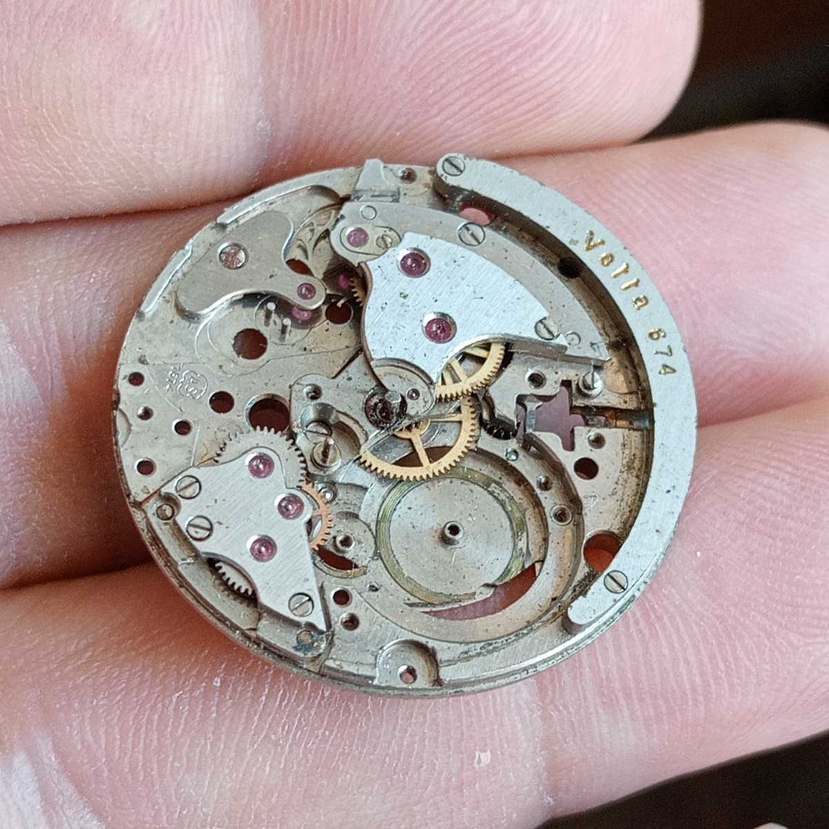 Vetta 674 Base AS 1674, Watch Movement parts. Vintage For Replacement Part