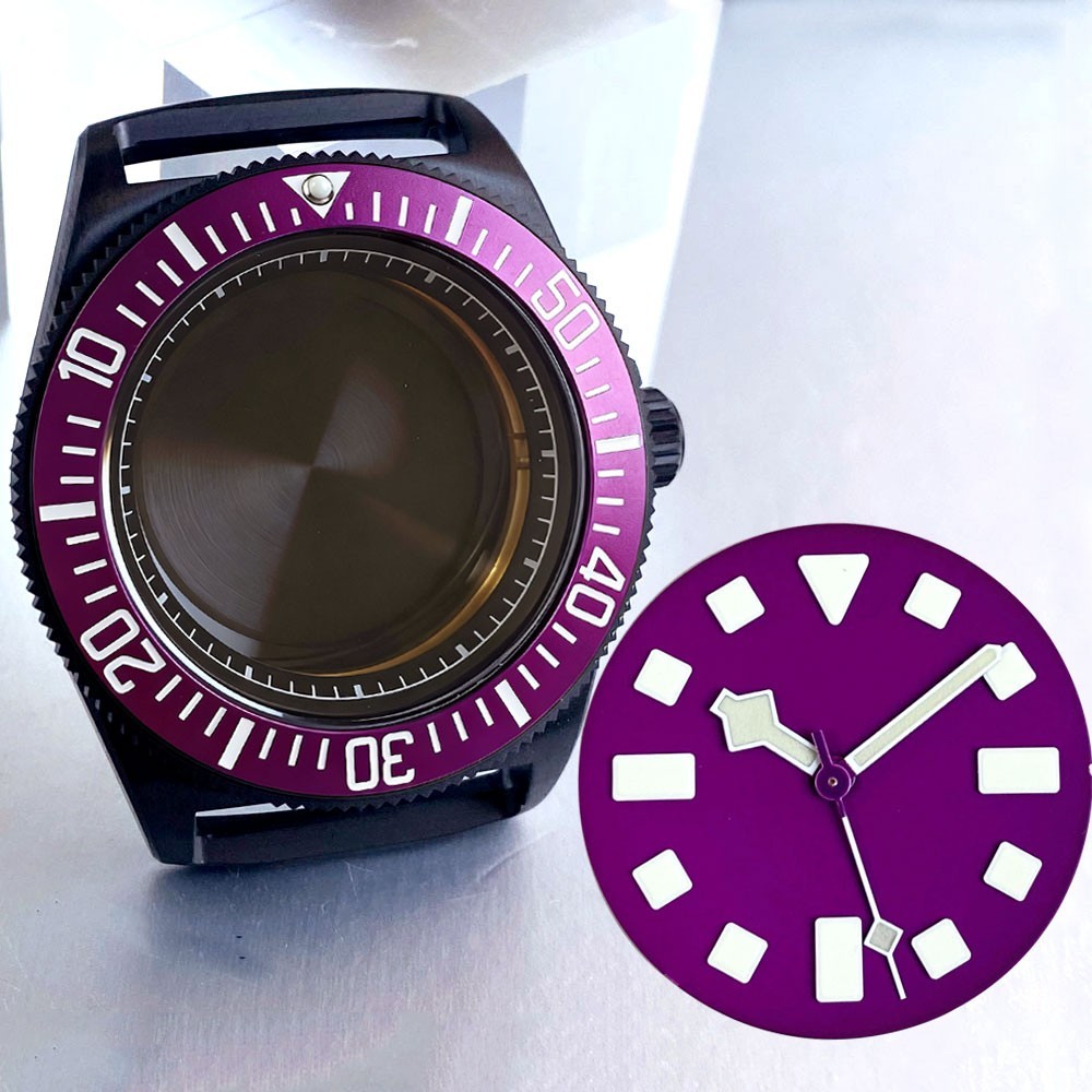 20ATM Titanium 42mm Black PVD Retro Sapphire Watch Case Fit NH35 ETA2824 Miyota