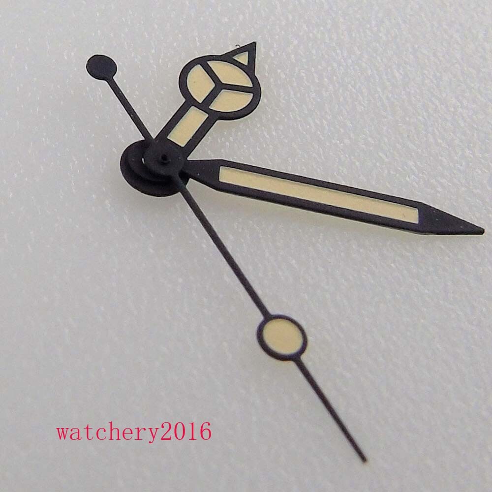Black Second hands Black edge yellow Watch Hands Luminous for NH35 Movement