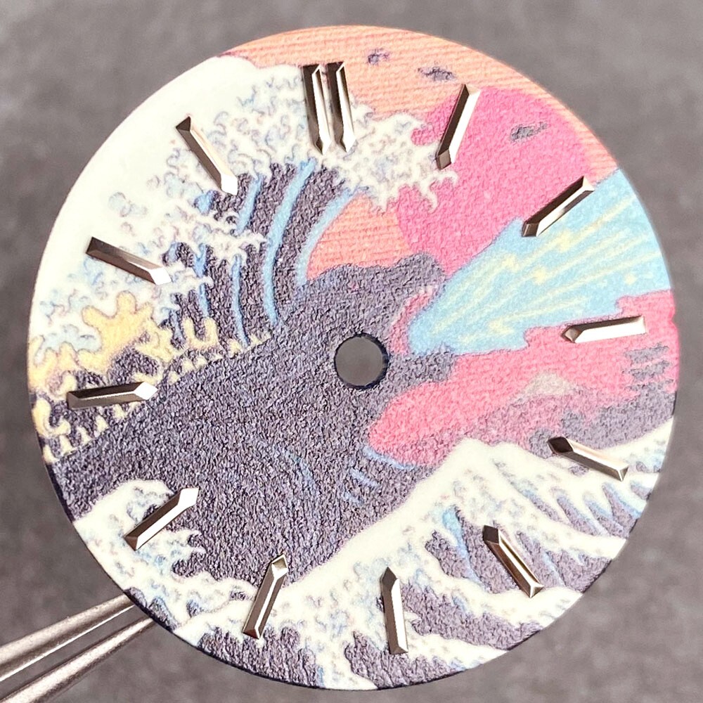 28.5mm Full Lume Creative Surfing Dial for Kanagawa Watch Dial NH35 NH38 PT5000
