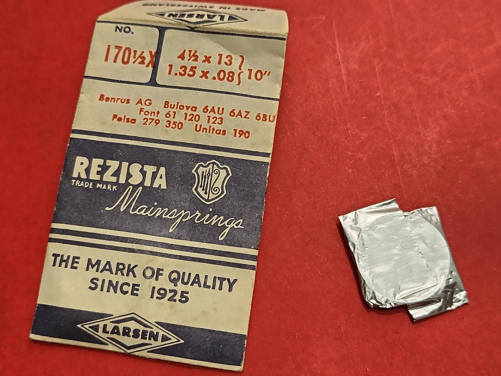 NOS Rezista Mainspring No. 170-1/2X For Bulova 6AU, 6AZ, 6BU, Unitas 190