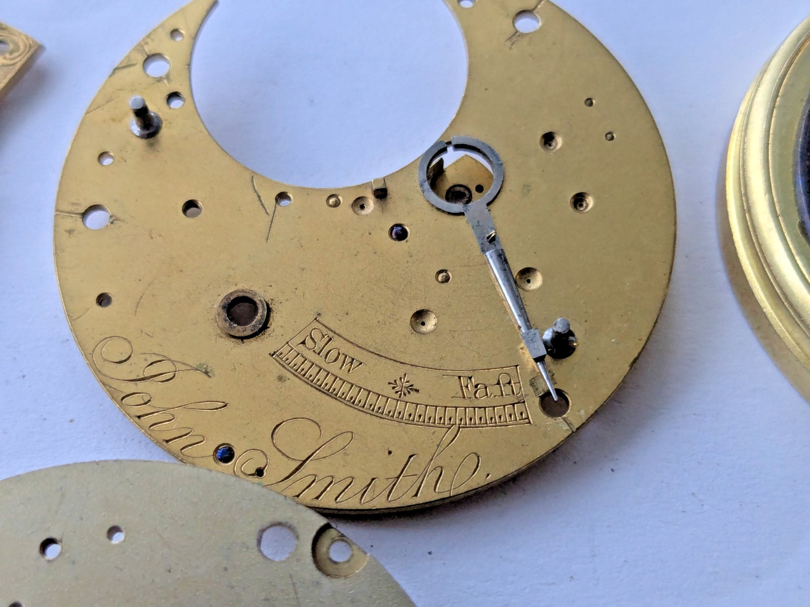 Antique 18th/19th C English Fusee Watch Parts Balance Cocks Hand Engraved Brass
