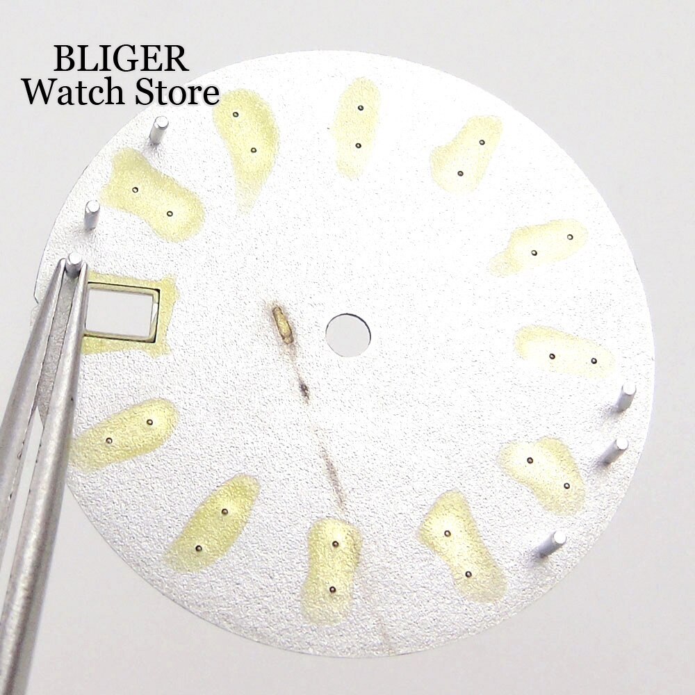 29MM Green White Blue Watch Dial Luminous Date Window Fit NH35 NH36 NH36A Parts