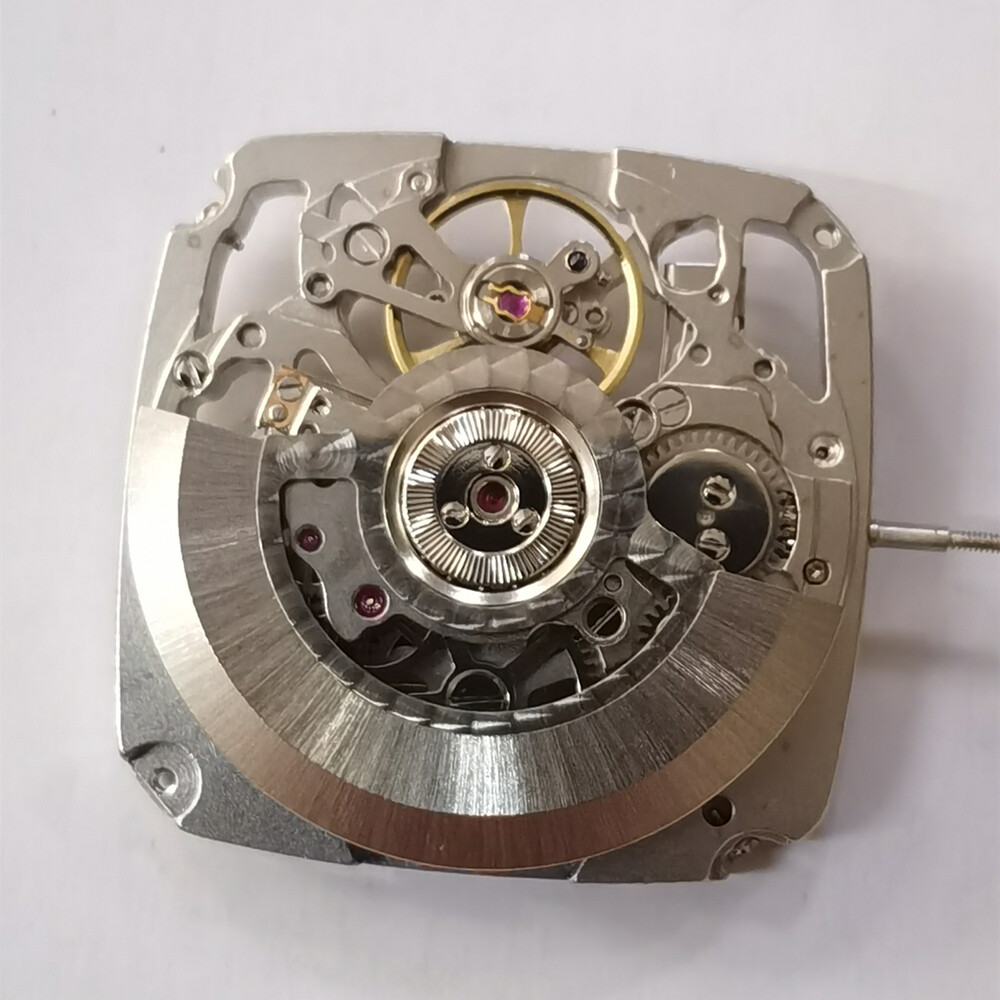 Square Automatic Mechanical Movement Tianjin Seagull ST25 Silver 3 Hands Hollow