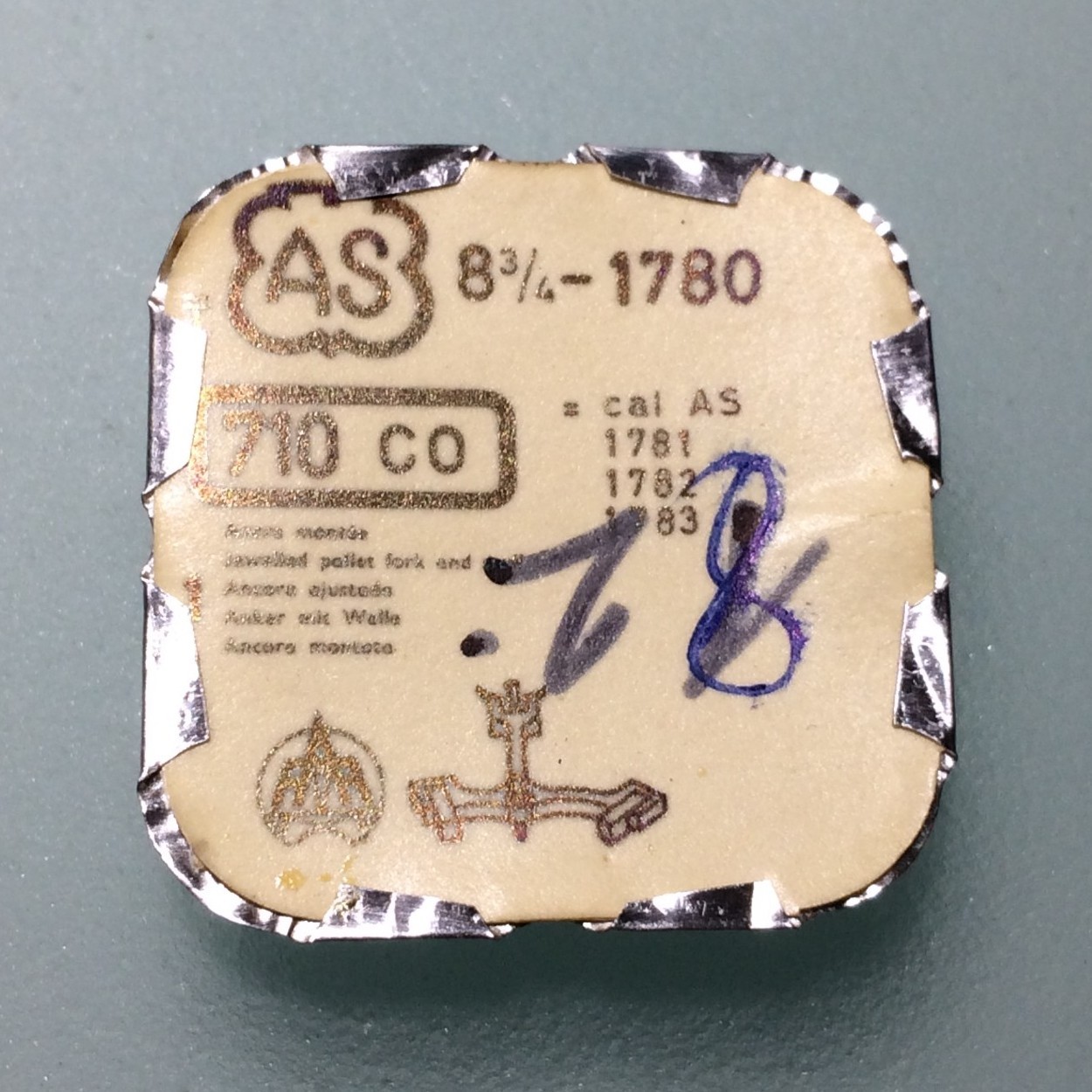 A. Schild (AS) 710co Pallet Fork for cal. 1780 1781 1782 1783 Original NOS