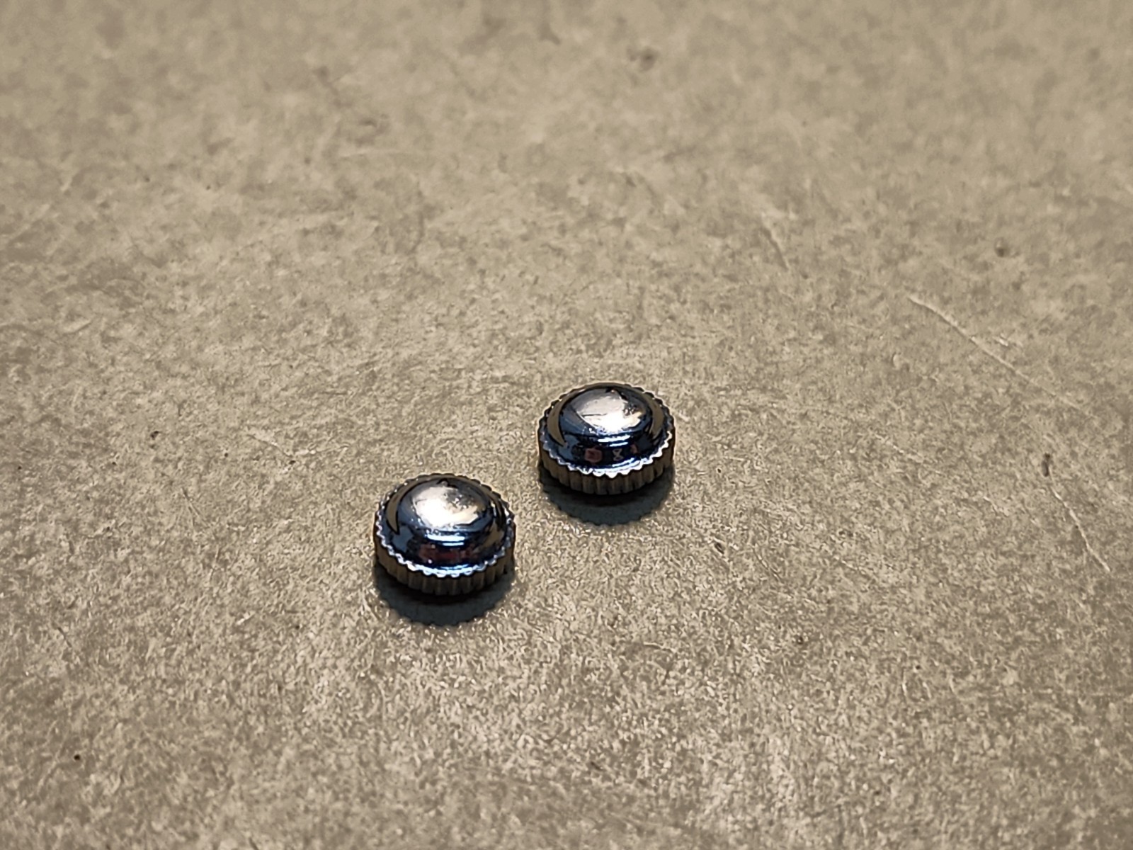 Lot Of 2 Vintage NOS SS Or Chrome Male Thread Waterproof 5.5mm Diam Watch Crowns