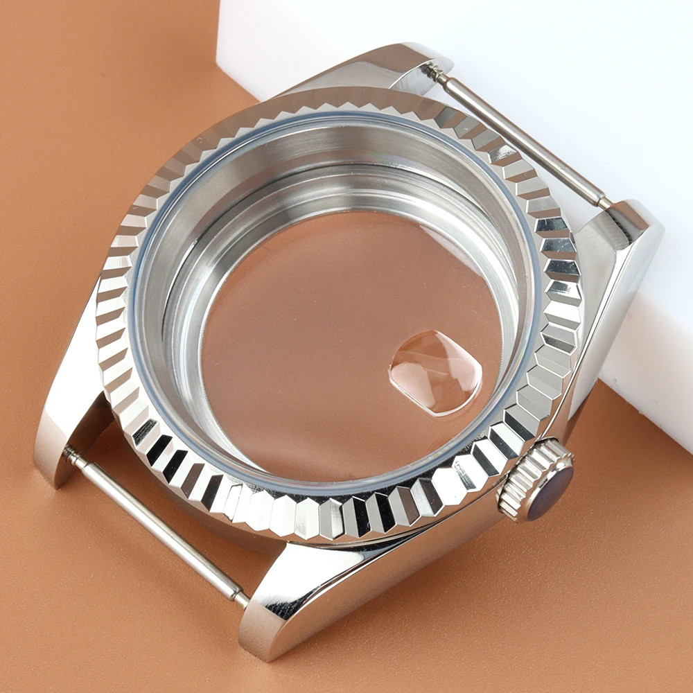 36mm 39mm Watch Case Round Flat Edge For NH35 NH36 28.5mm Dial Steel Date