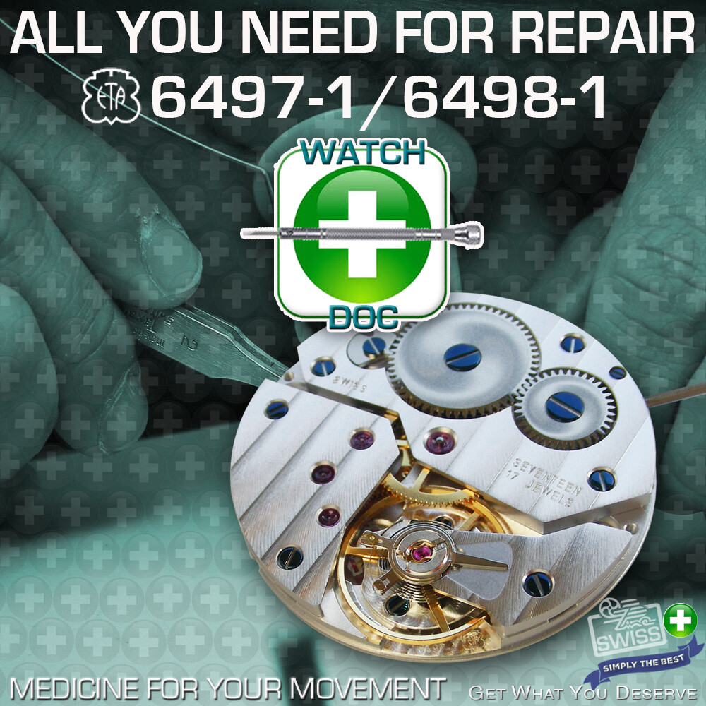 MOVEMENT ETA UNITAS 6497 6498 ORIGINAL PARTS FOR REPAIR – ALL MAJOR COMPONENTS