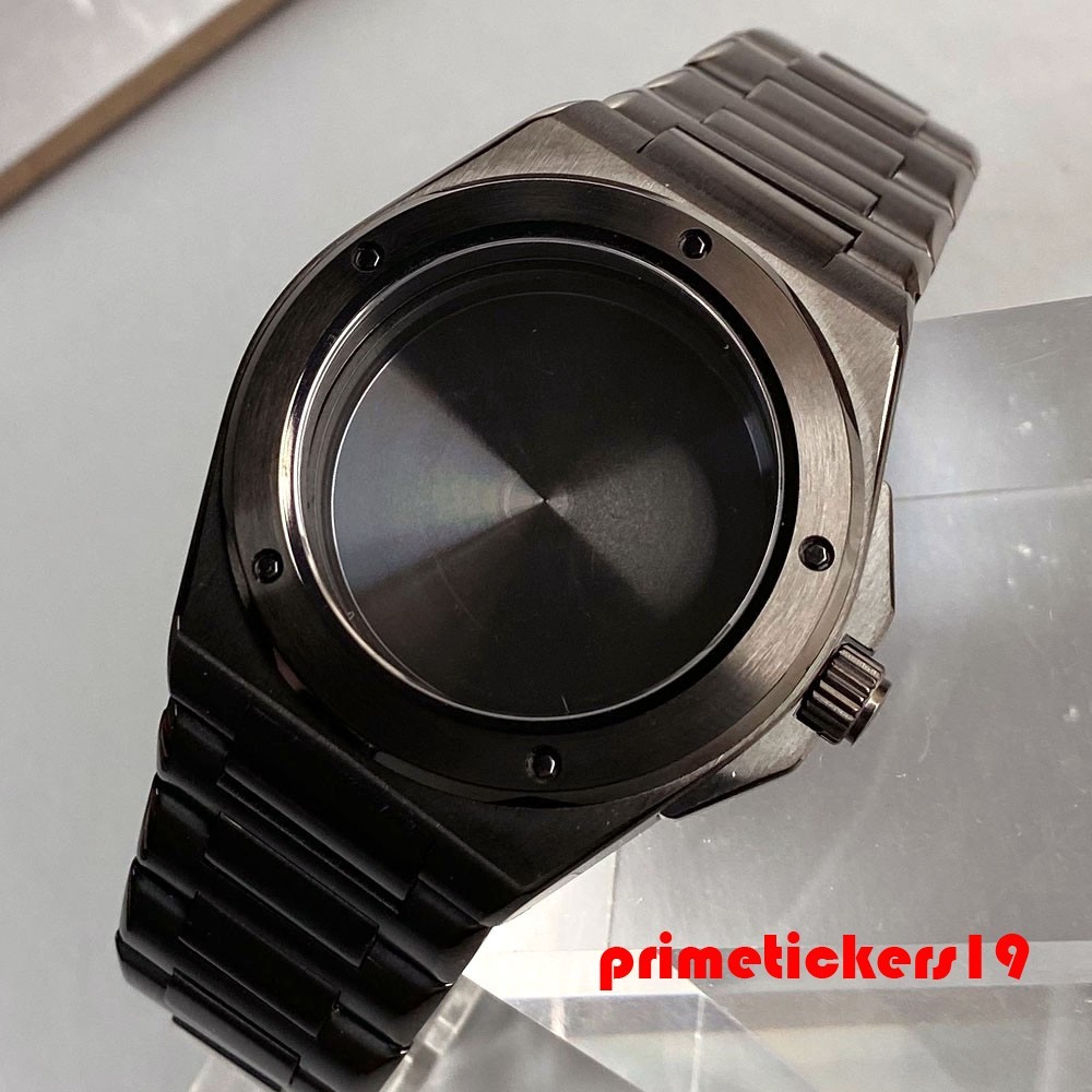 Fit NH35 PT5000 Black Watch Case+Band+Dial+Hands For Engineer Style Wristwatch