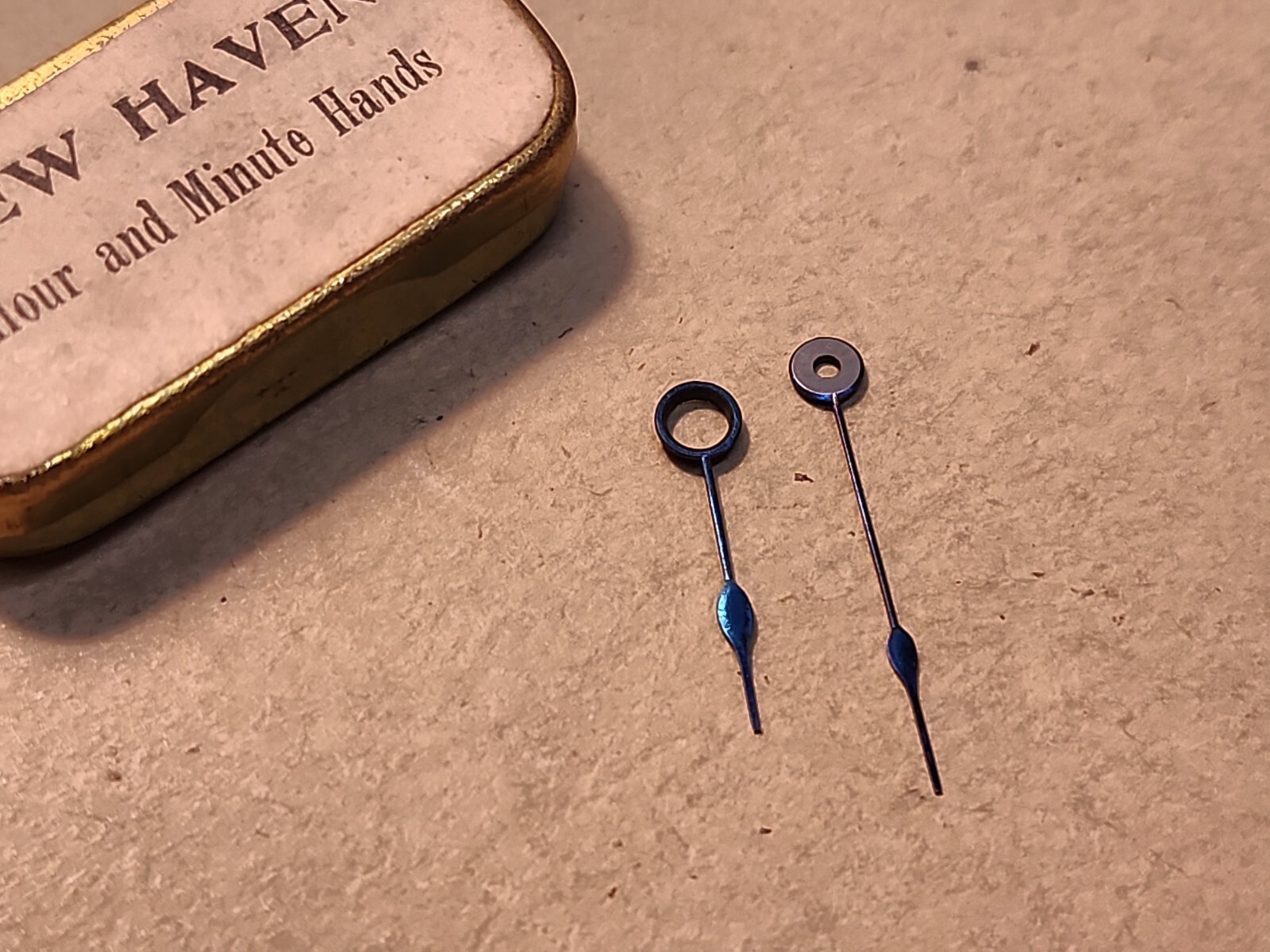 Set Of NOS New Haven Blue Spade Hour/Minute Hands With 250/100 Hole Sizes