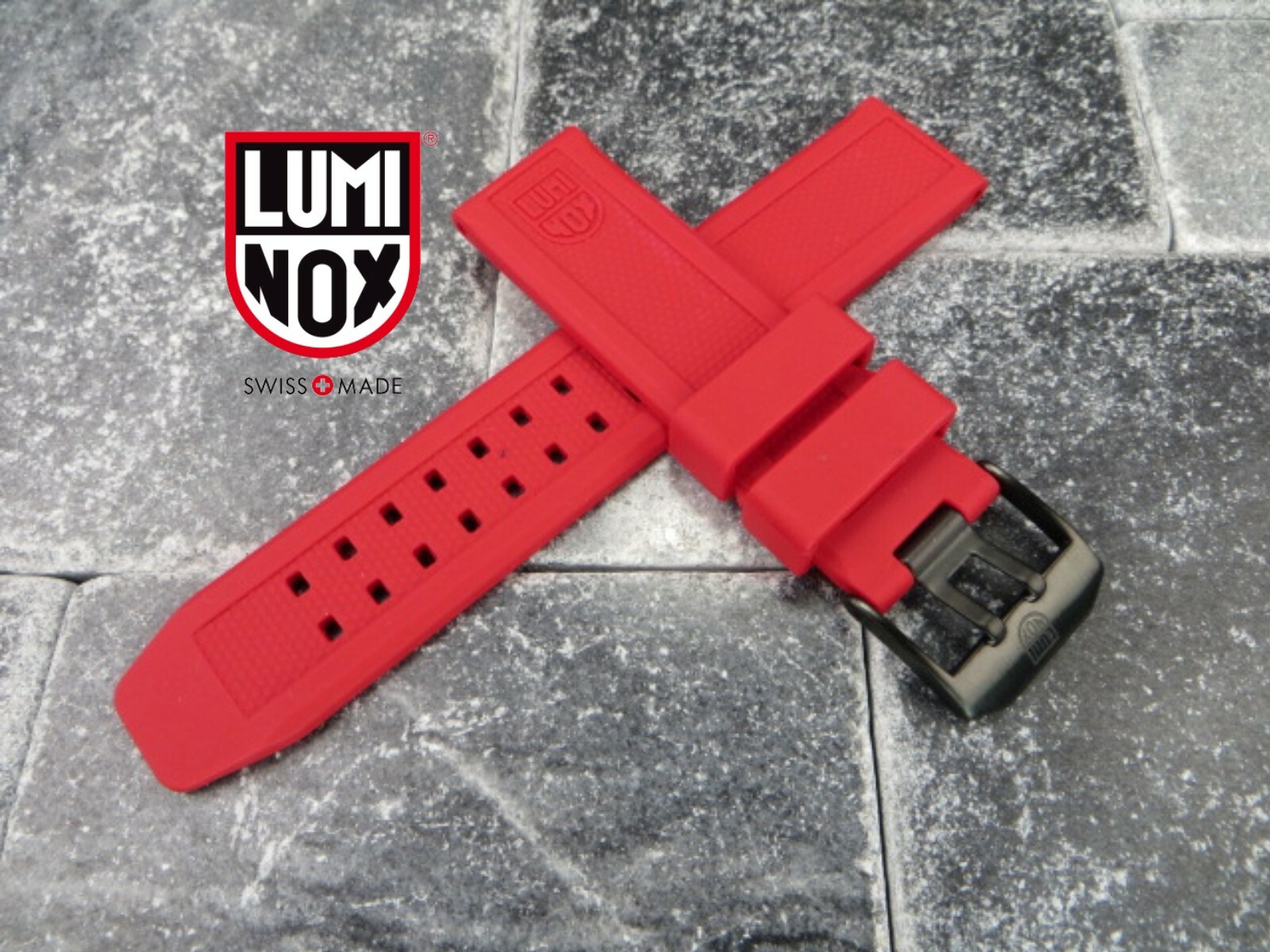 New LUMINOX 23mm Rubber Strap A EVO Diver Watch Band 3050 3950 Colormark Red PVD