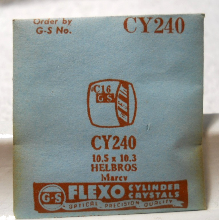 GS CY240 Watch Crystal For Helbros Marcy – 10.5 x 10.3 mm – Replacement / Repair
