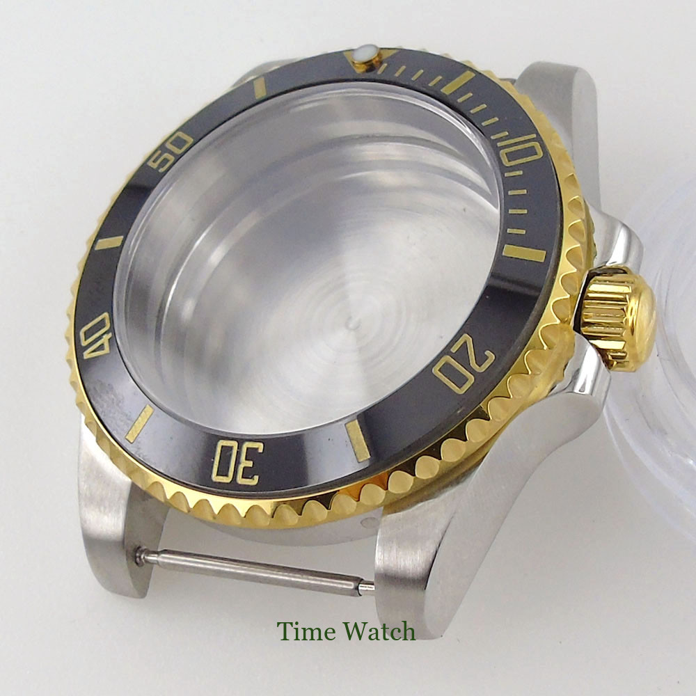 40mm Gold Watch Case Fit NH35 Miyota8215 DG2813 ETA2824 2836 PT5000 Oyster Strap
