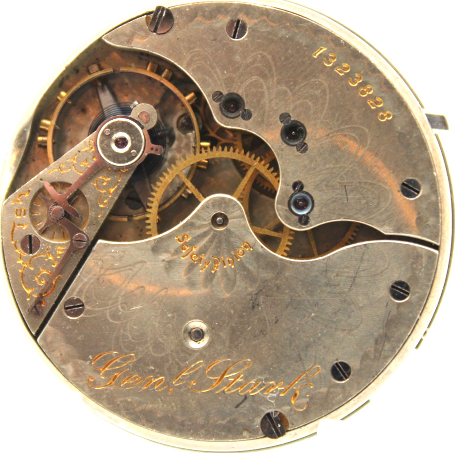 HAMPDEN GENERAL STARK 12s 15j POCKET WATCH MOVEMENT 1323828 (TE3)