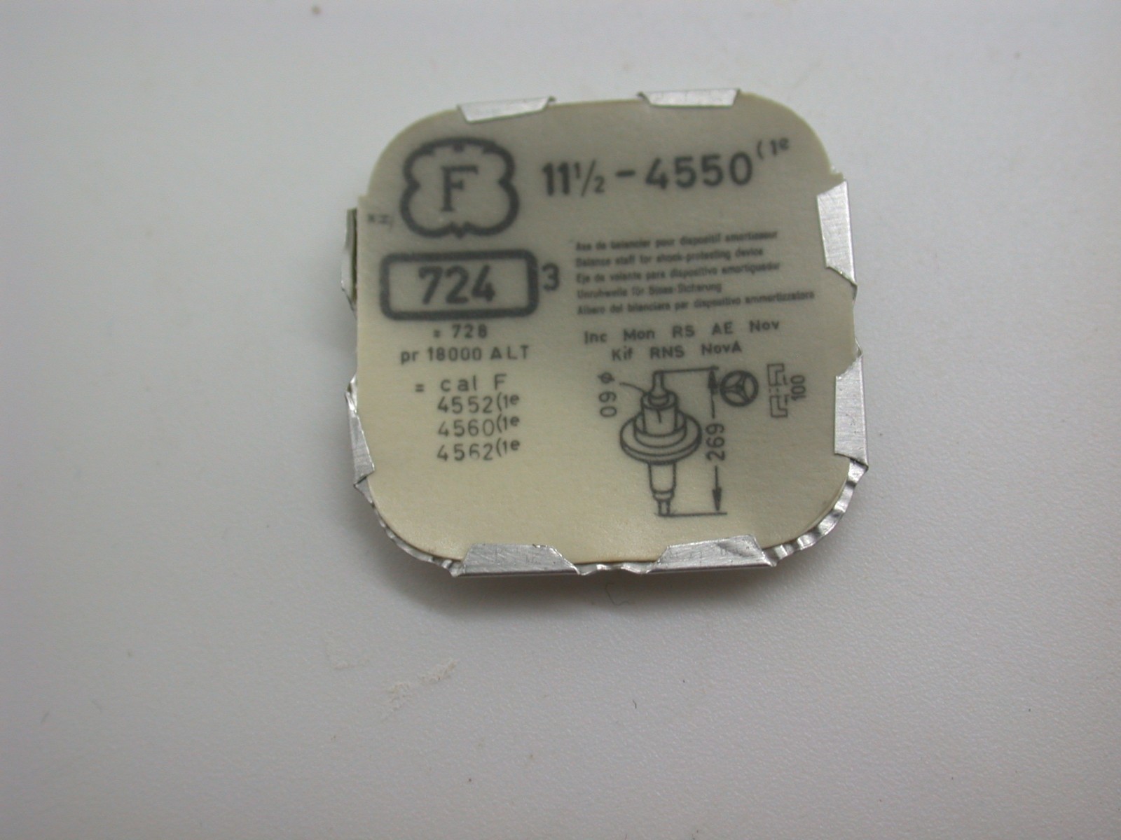 Felsa (F) Balance Staff Part #724 Calibre 465, 700, 1560, 4000, 4062, 4550 New
