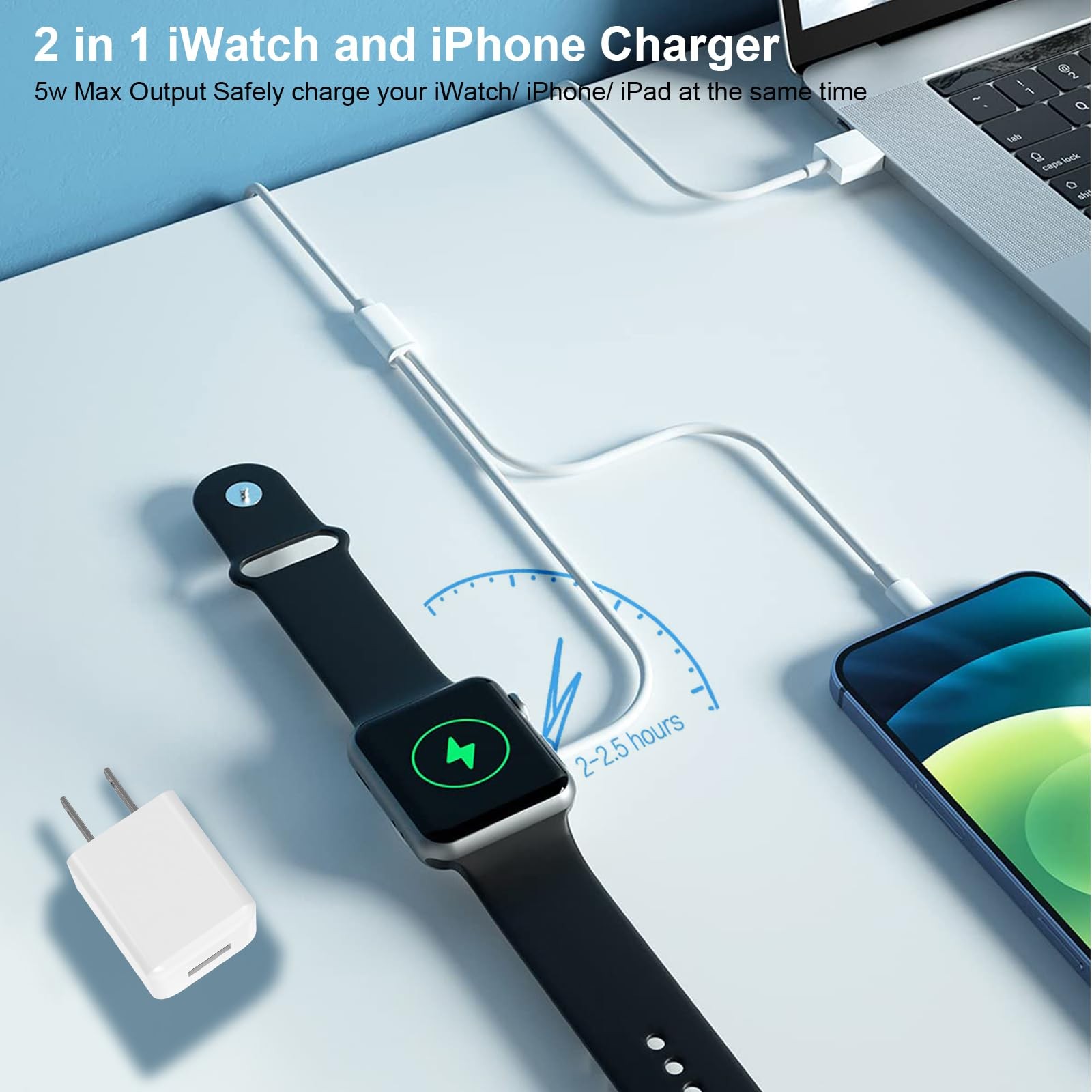 [Apple Certified] 2 in 1 iPhone and Charger 6.6 FT Magnetic iWatch Charging C…