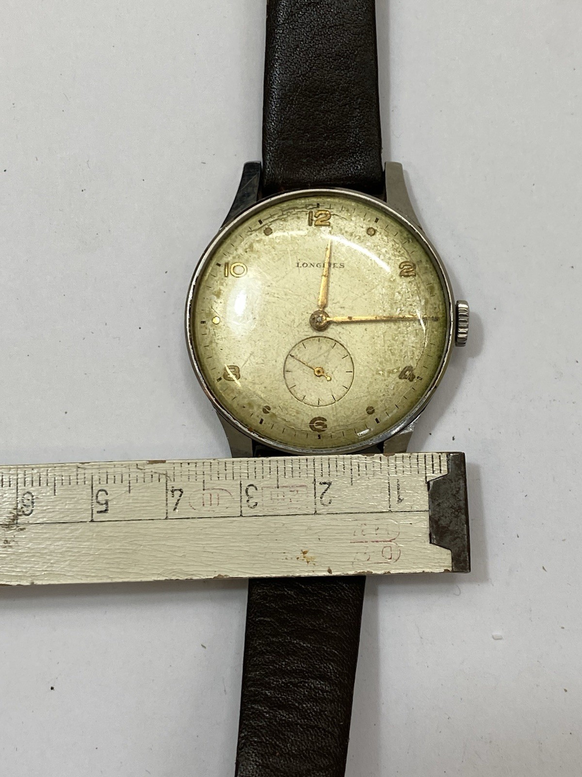 Longines Vintage Men’s Mechanical Steel Watch 1940s 50s Small Seconds 35mm