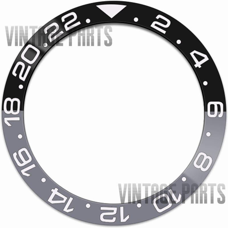 38*30.7mm black with gray ceramic rwhite numbers slope bezel fit for RLX GMT