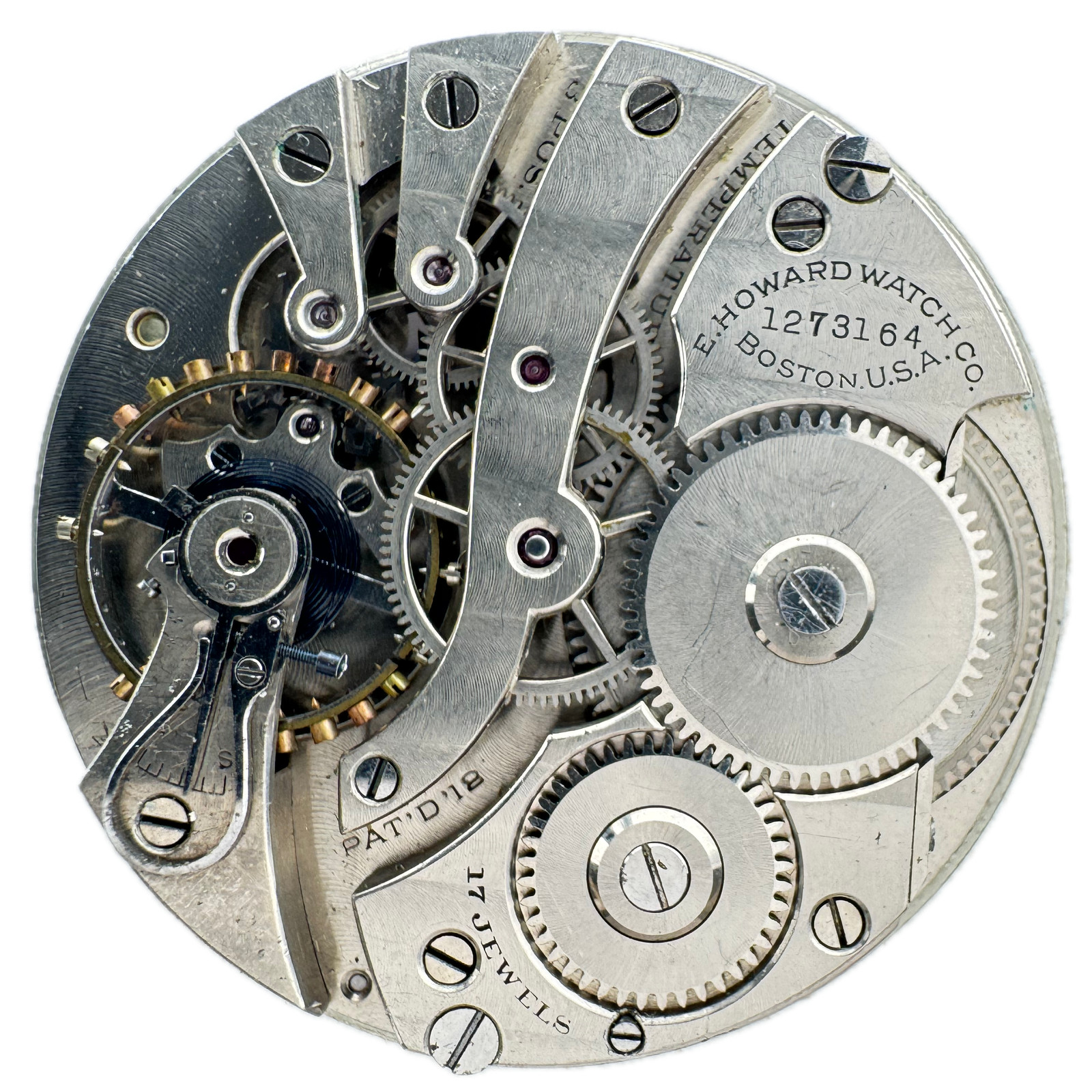 Antique 12s Howard Metallic Dial Pinstriped Pocket Watch Movement Series 7 USA
