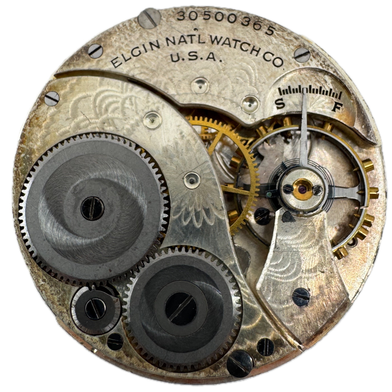 Vintage 12s 1928 Elgin 7 Jewel Mechanical Pocket Watch Movement 303 USA