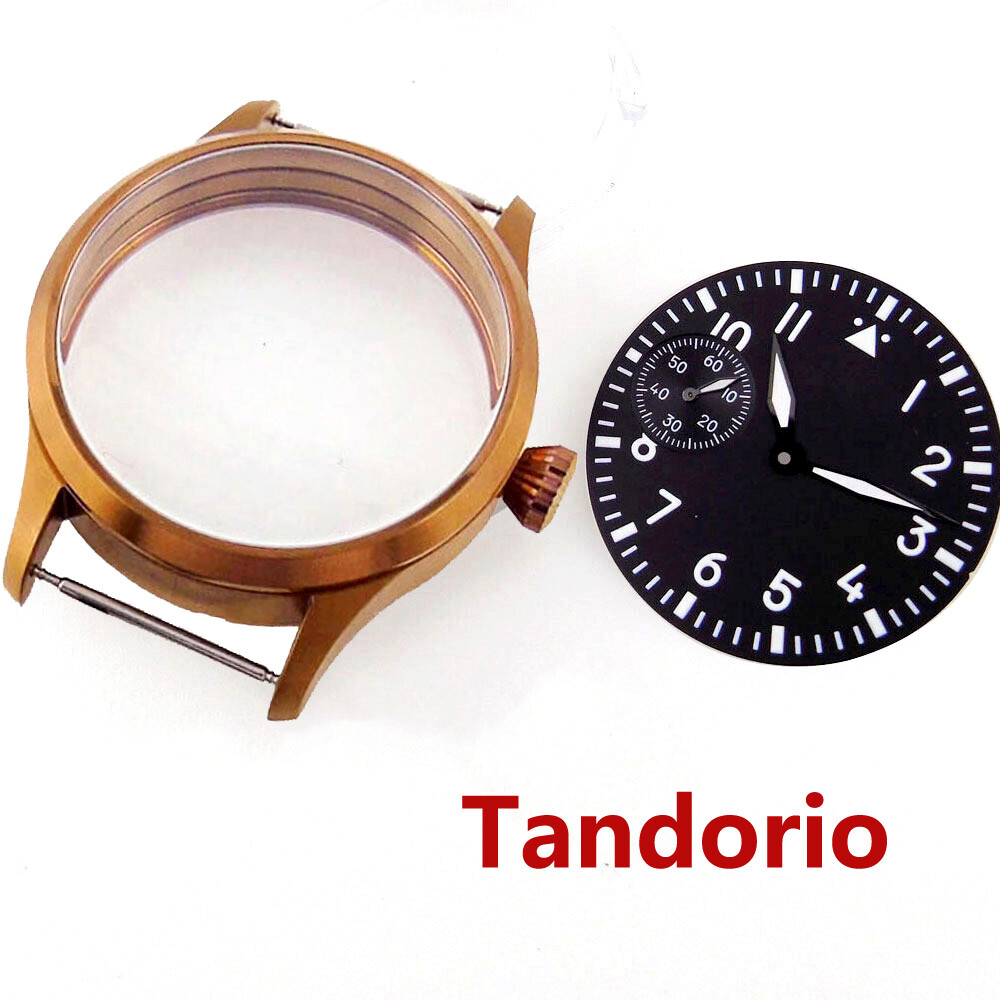 42mm Sapphire/Mineral Glass Watch Case For ETA 6497 6498 Hand Winding Movement