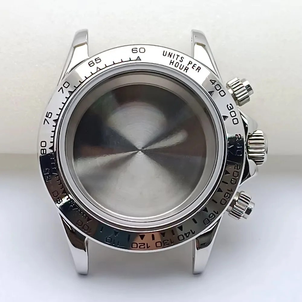 39.3mm VK63 Watch Case Steel Sapphire Crystal Fits 20mm Strap Silver Gold