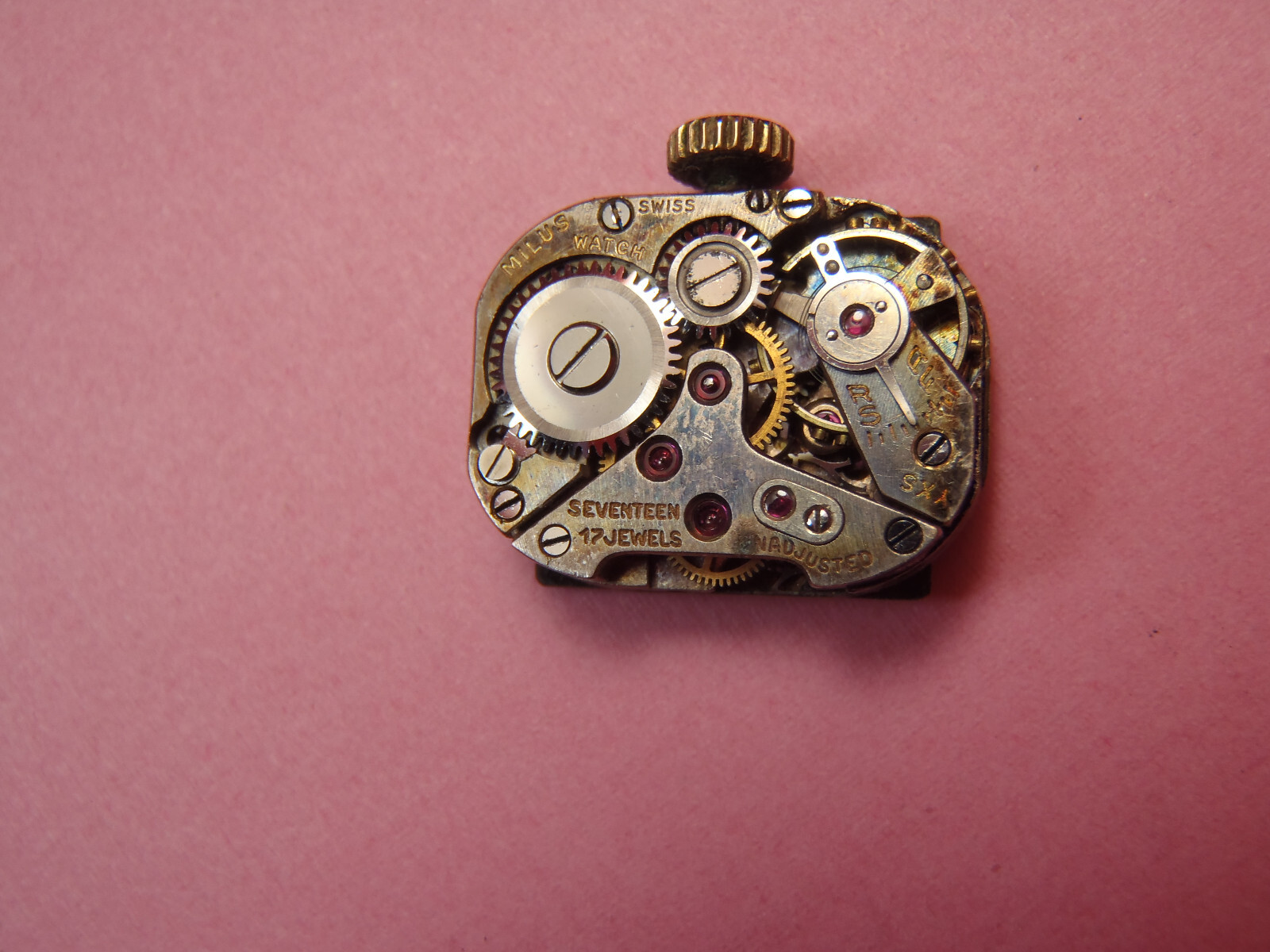 Vintage Milus Watch Movement YXS Manual Not Working Fully Wound 16mm x 12mm