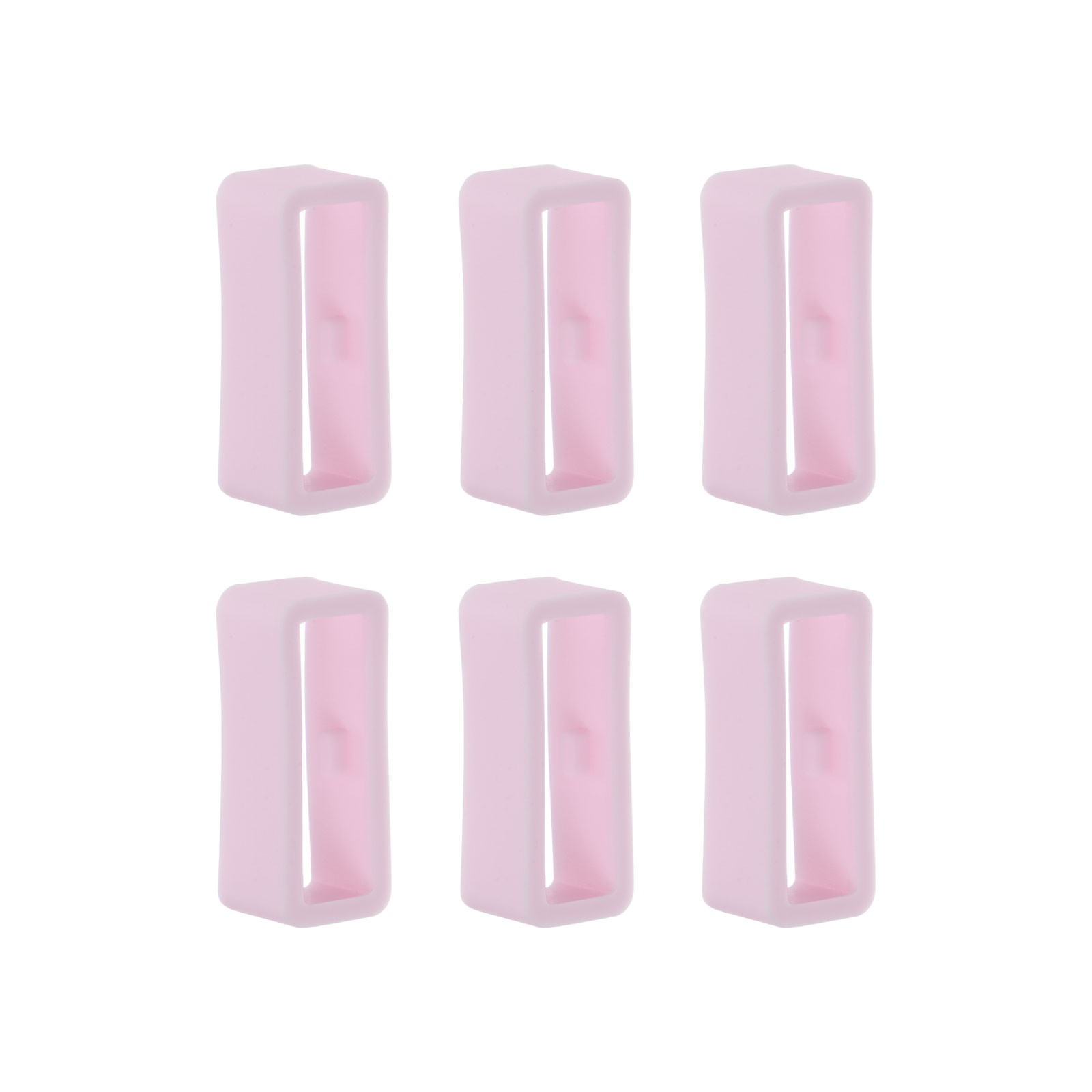 6pcs Watch Strap Loop Fastener Ring 16mm Rubber Watch Holder Keeper Light Pink