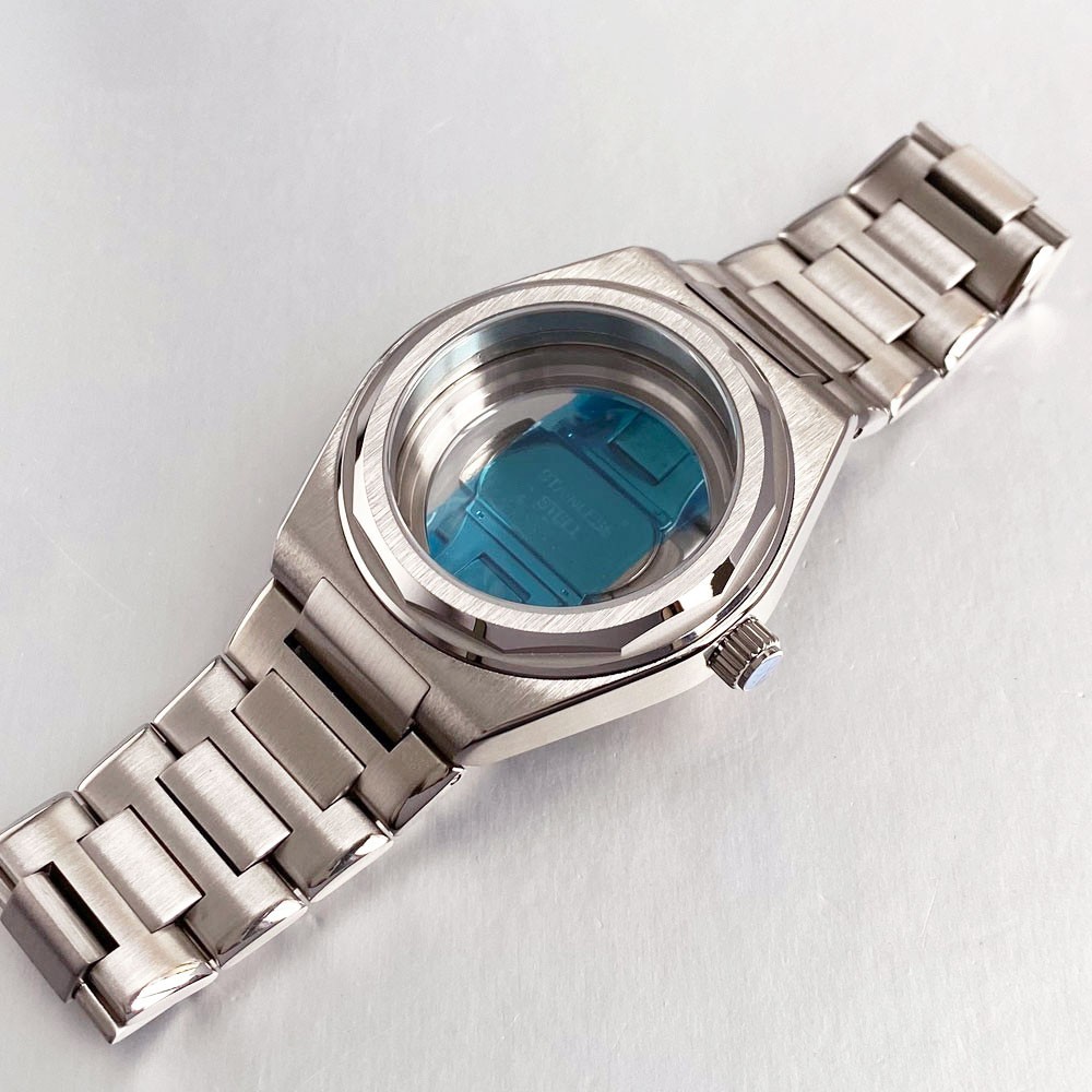 40mm Watch Case with Polygonal Bezel Sapphire Fit NH35 NH34 PT5000 For Ingenieur